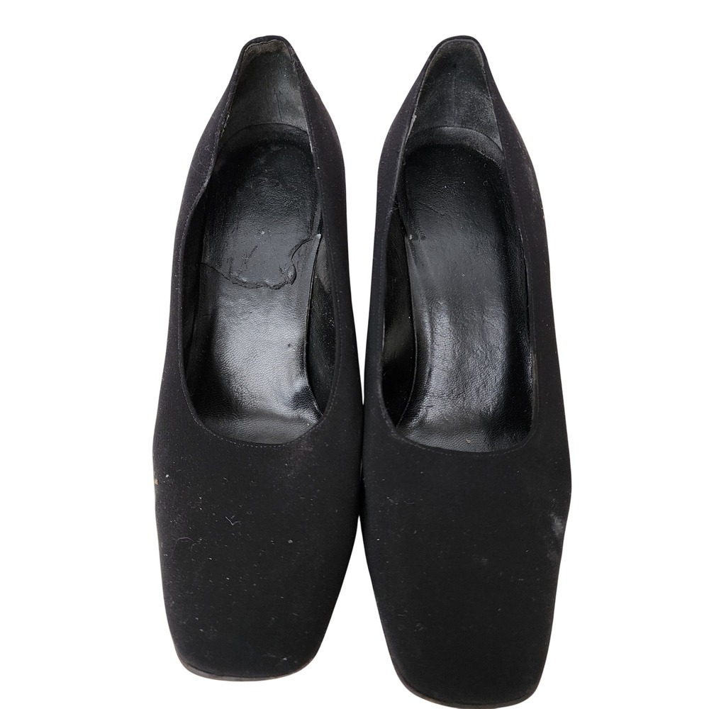 Sesto Meucci Black Square Toe Block Heel Pumps Made in Italy Sz 6 M Vintahw